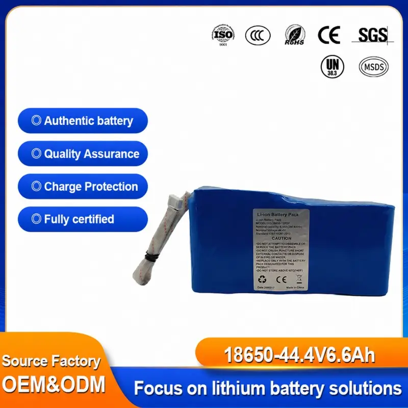 44,4V 6,6Ah 18650 12S2P batterie lithium pour éclairage de scène LED