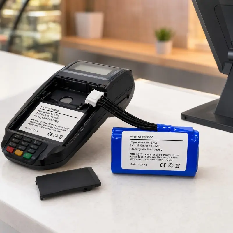 Pack batterie lithium-ion 7,4V pour imprimantes de reçus et terminaux mobiles