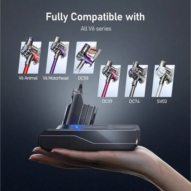 Batterie lithium-ion de remplacement pour les modèles d’aspirateurs sans fil de la série Dyson V6