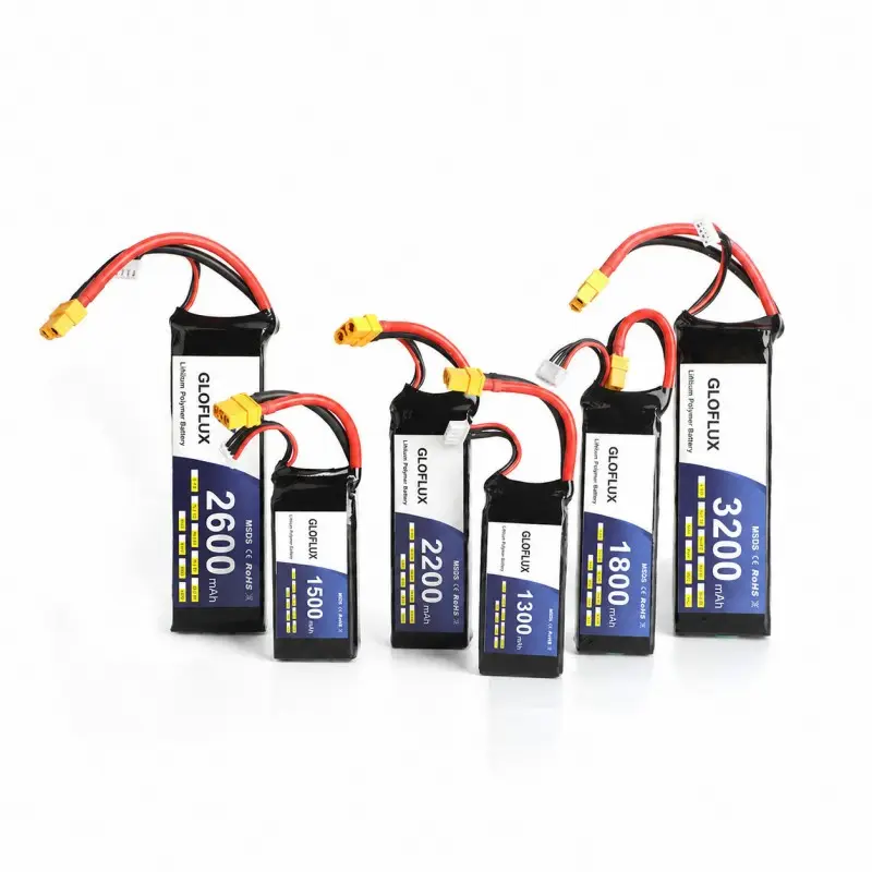 Batterie de drone FPV 50C 100C avec une capacité de 1100 mAh, 1300 mAh, 1550 mAh et 1800 mAh