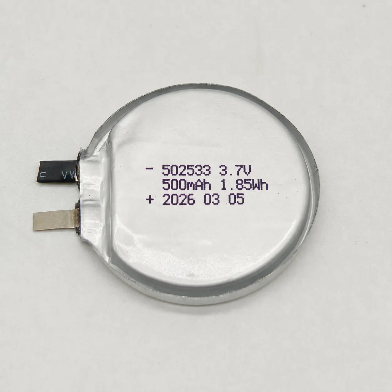 503533 Batterie ronde en Li-polymère flexible de 3,7V 500 mAh pour appareils portables